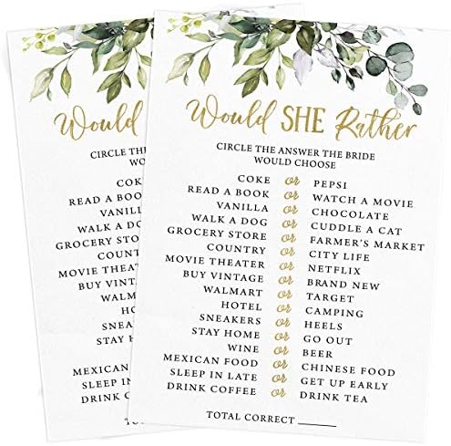 Printed Party Bridal Shower Game Set for 50 Guests