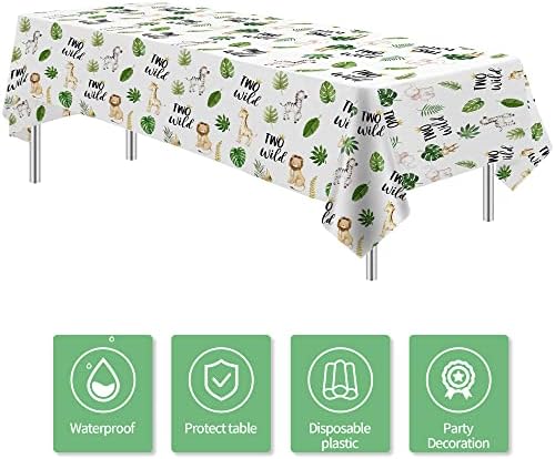 Two Wild Birthday Tablecloth Set 3 Pack 54in x 108in Safari Jungle Theme