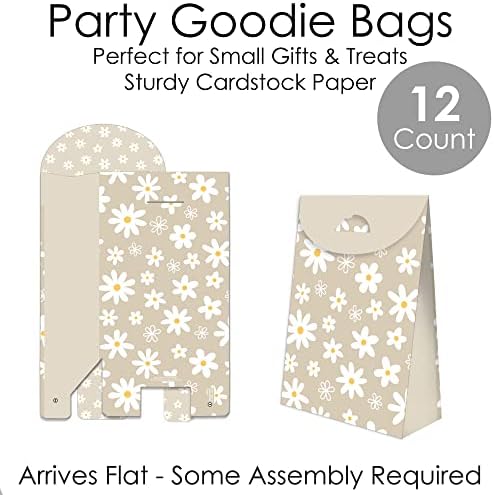 Big Dot of Happiness Tan Daisy Flowers Goodie Bags Set of 12