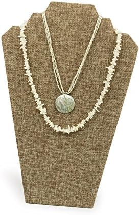Burlap Jewelry Display Stand with Easel Back Holds 2 Necklaces
