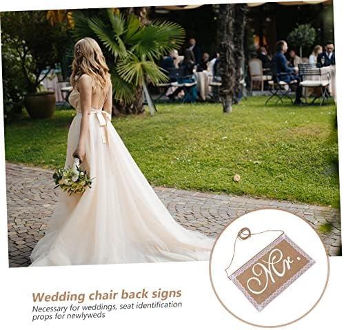 Gadpiparty 2pcs Mr Mrs Burlap Chair Signs for Wedding Decor