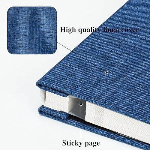 Yopih Photo Album with Magnetic Linen Cover and Self-Adhesive Pages - 40 Page Scrapbook for Family and Wedding Gifts