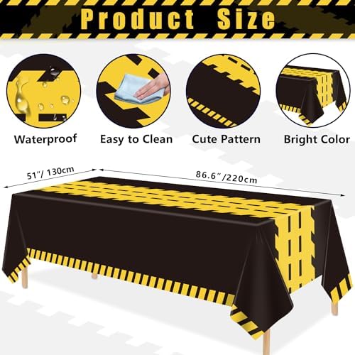 FVEOCR 4 Pack Black Racetrack Table Covers for Construction Themed Birthday Party Decorations