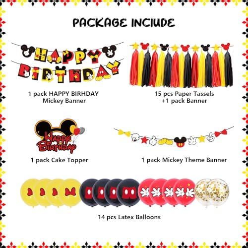 PRATYUS Mickey Birthday Decor Kit for Kids Party Supplies