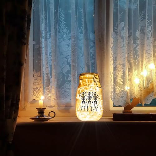 12Pcs Halloween Silhouette Mason Jar Decor