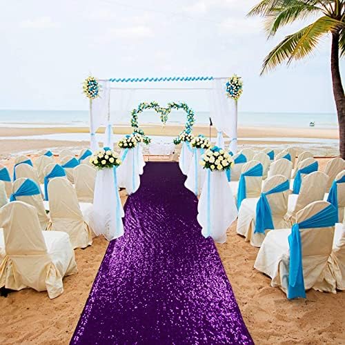 ShiDianYi Purple Sequin Aisle Runner for Wedding