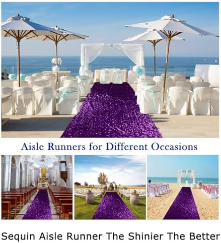ShiDianYi Purple Sequin Aisle Runner for Wedding