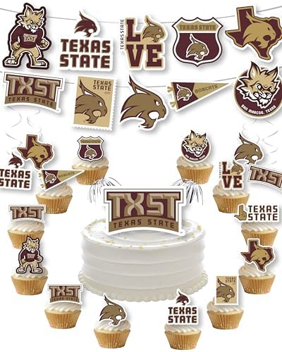 Texas State Party Supplies for TXST Football Birthday Graduation Decor 42 Pieces Texas State Bobcats