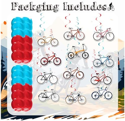 24 Piece Bicycle Hanging Streamers for Birthday Parties