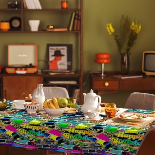 Avezano 3 Pcs 80s Hip Hop Party Tablecloth