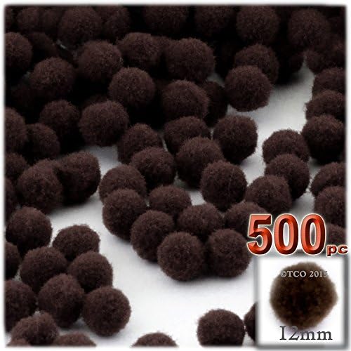 The Crafts Outlet 500-Piece Acrylic Pom Poms 12mm Tan