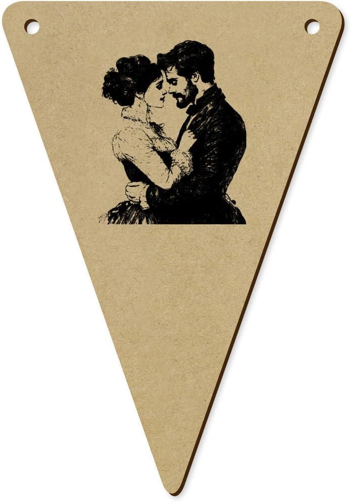 5 x 140mm Vintage Couple in Love Wooden Bunting Flags