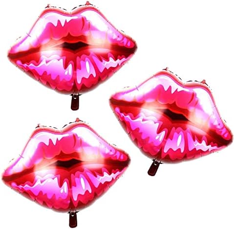 3Pcs Red Lips Foil Balloons Engagement Party Decor