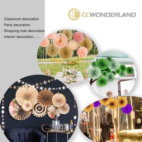 White Round Party Hanging Paper Fan Decor Set Pack of 6