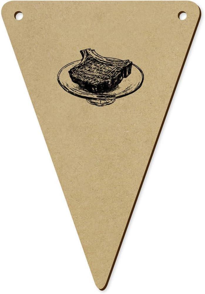 Azeeda 5 x 140mm Steak on Serving Platter Wooden Bunting Flags