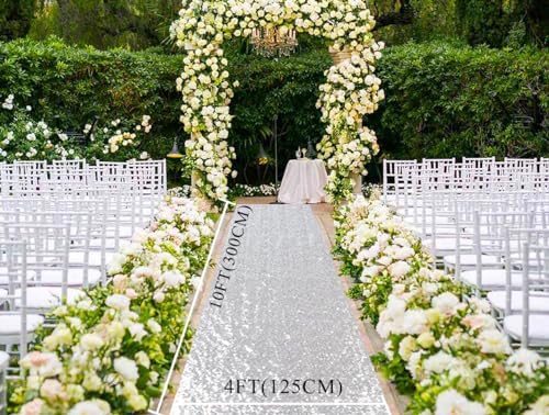ShinyBeauty Silver Sequin Aisle Runner Wedding