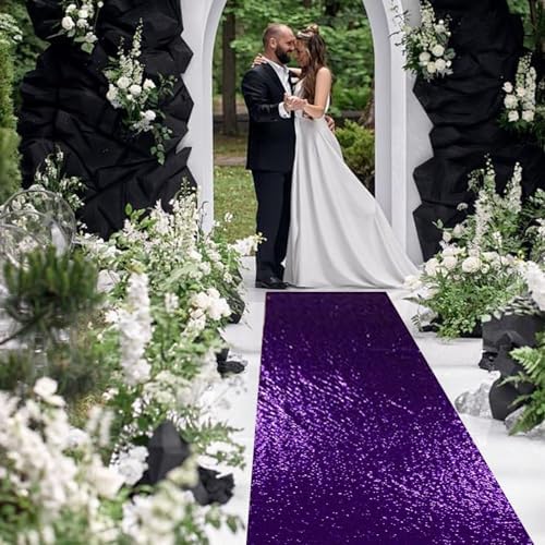 PartyDelight Purple Sequin Carpet Runner 2FTx15FT Wedding Aisle