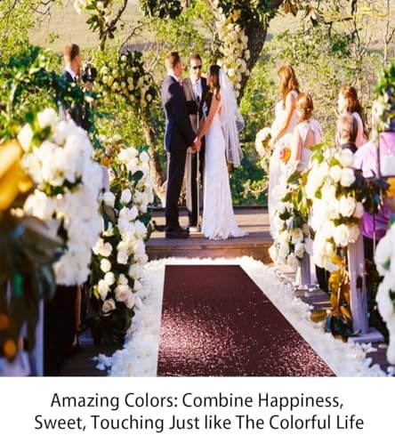 ShinyBeauty Sequin Aisle Runner Rug 4x15FT Sparkly Burgundy Carpet for Wedding and Party Decor