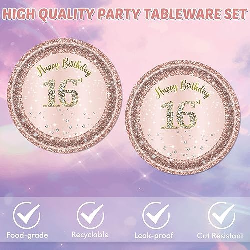 40PCS Rose Gold Sweet 16 Party Decorations for Girls