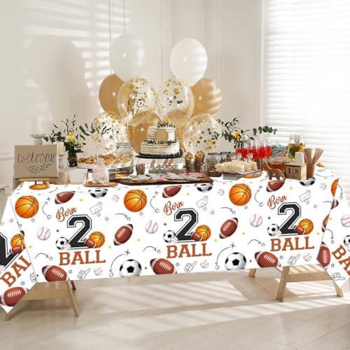 CMUSKO Born Two Ball Birthday Tablecloths 3Pcs Set