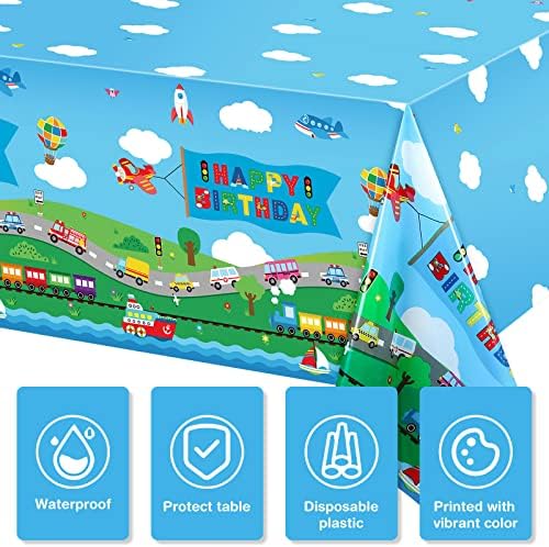Tegeme 3 Pack Transportation Themed Table Covers