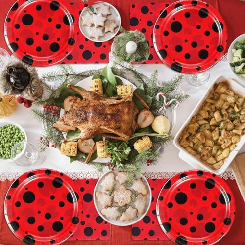 40 Pcs Ladybug Plates Napkins Birthday Party Supplies for 20 Guests
