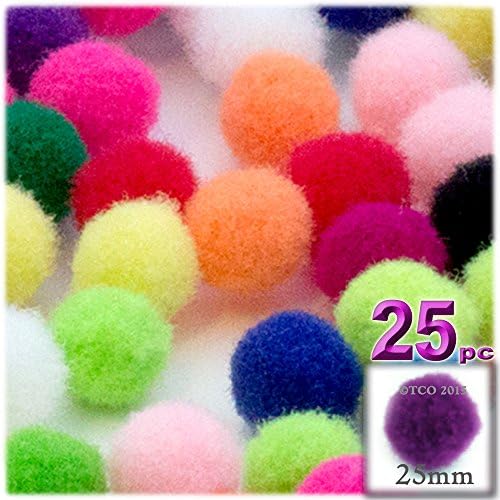 The Crafts Outlet 25-Piece Pink Pom Poms