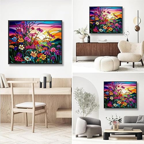 Adults Paint by Numbers Framed Canvas with Wooden Easel Kit