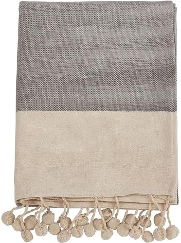 Cozy Pom Pom Cotton Throw - 50x60 Grey