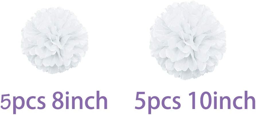 10PCS White Tissue Paper Pom Poms DIY Hanging Decor