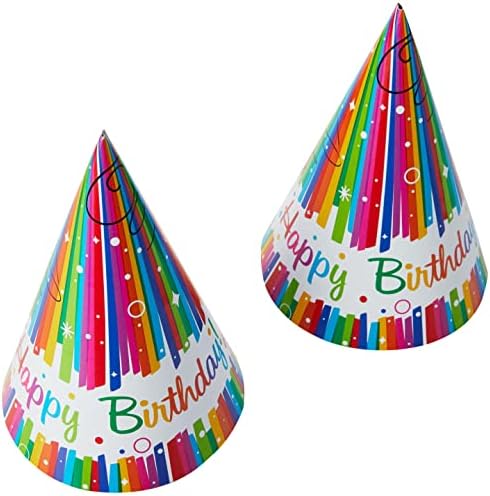 Multicolor Rainbow Ribbons Party Hats Pack Of 8