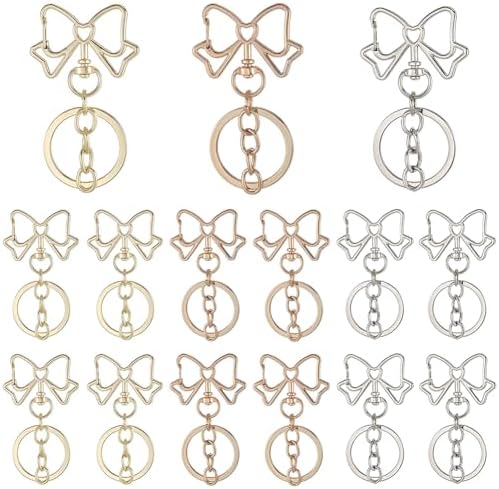 18Pcs Bowknot Keychain Set with Swivel Clasp