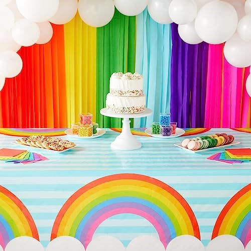 Juvale Rainbow Tablecloth 3-Pack for Birthday Decorations