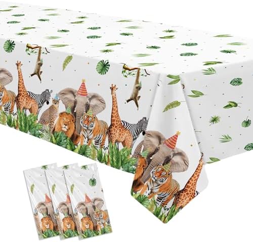 Jungle Animal Safari Party Tablecloth Set 3 Pack