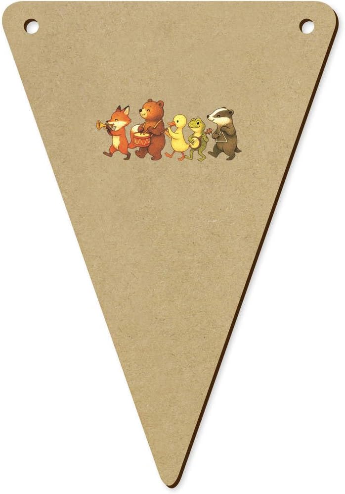 5 x 140mm Musical Animal Parade Wooden Bunting Flags