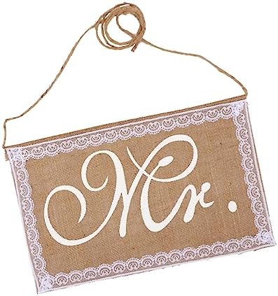 Gadpiparty 2pcs Mr Mrs Burlap Chair Signs for Wedding Decor