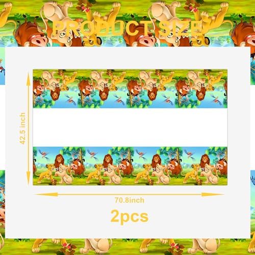 Omto 2Pcs Lion King Tablecloth Disposable Tablecover for Birthday Party Supplies