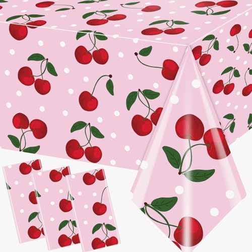 Cherry Themed Tablecloths for Birthday and Baby Shower