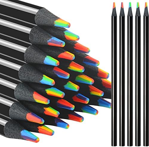 7 in 1 Rainbow Pencils 120 Pcs Black Wooden Art Supplies