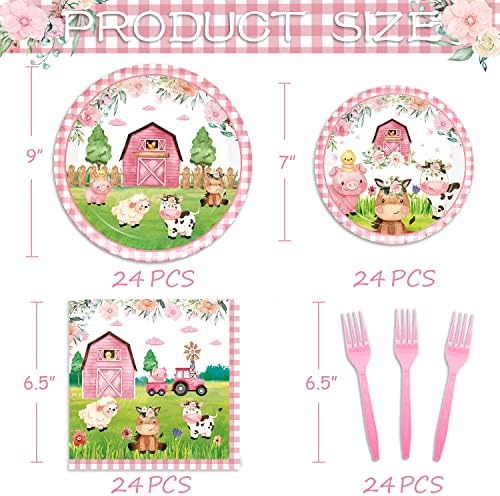 Oigco 96PCS Farm Animals Party Tableware Set for 24 Guests