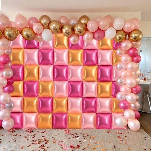 HOMEZZO Champagne Pink Balloon Wall Backdrop - 50PCS Double Sided Foil Balloons for Birthday Decor