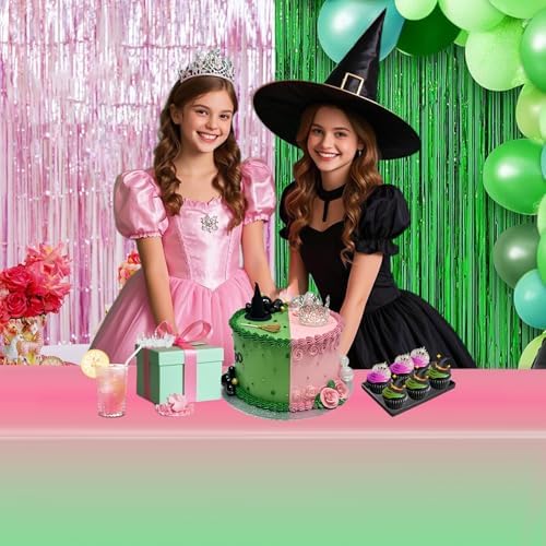 AFZMON Witch Themed Tablecloth 54x108 Inch Pink Green