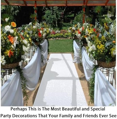 ShinyBeauty White Sequin Sparkle Aisle Runner 3FTx15FT Wedding Decor Carpet for Indoor Outdoor Events Reusable