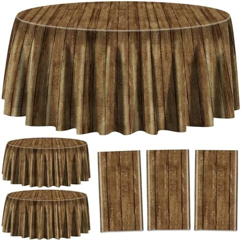 3 Pcs Wood Grain Tablecloths for Western Party Decorations