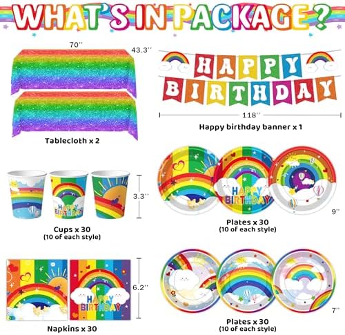 DMIGHT Rainbow Party Supplies Set for Boys