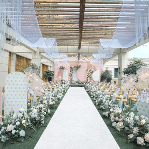 White Velvet Aisle Runner for Weddings and Parties