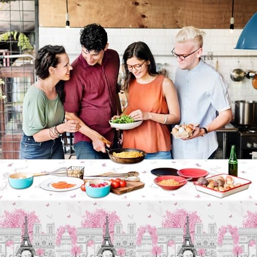 ZOIIWA 3 Piece Paris Eiffel Tower Tablecloths