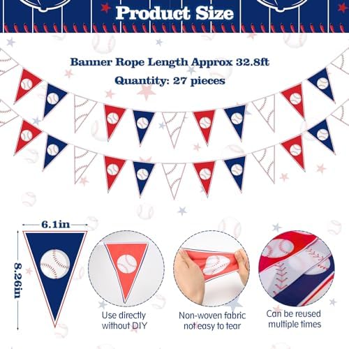 YUNVI 4 Pcs Baseball Party Decor Kit