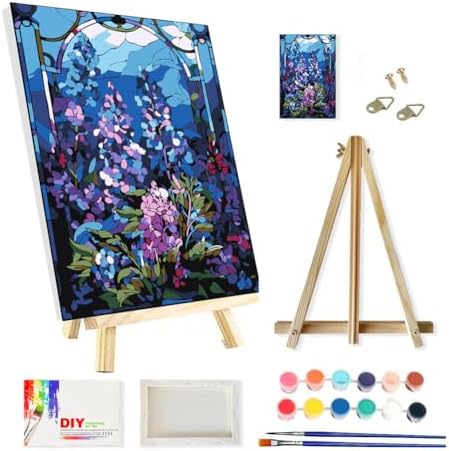 Framed Paint by Numbers Kit for Adults Beginners 78x118 Inch Canvas with Wooden Easel and Frame