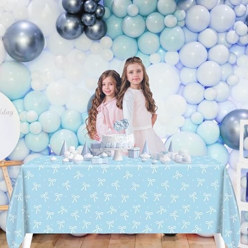 Blue Bow Tablecloths 3 Pack Waterproof Party Decor